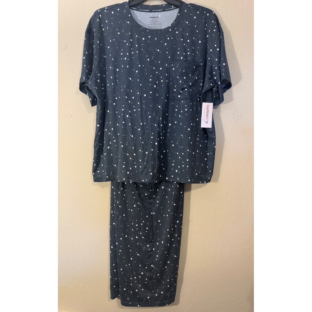 Joyspun Pajama Set Women 2X Star Galaxy Dreamy Soft Pocket Tee & Pants NEW